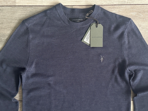 ALL SAINTS HAZED BLUE MARL "MODE" MERINO CREW JUMPER SWEATER TOP - XS - NEW TAGS - Picture 4 of 10