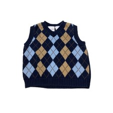 Miniwear Boys Blue Tan Argyle Sweater Vest 12M