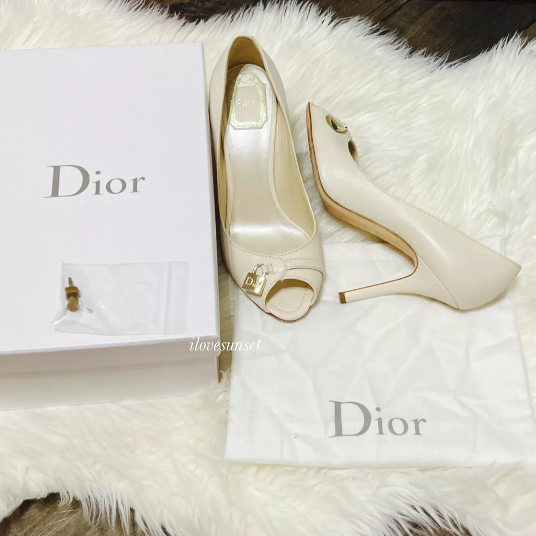 Sandales talons calksin à grains EUC {Dior} Padlock Prep Toe 9 cm Taille