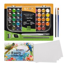 Watercolor Set, 48 Colors sets includes Brushes, Pencil, Watercolor papers