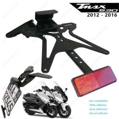 Support Plaque D'Immatriculation Port Réglable For Yamaha Tmax 530 2012 2013 - Photo 1/4