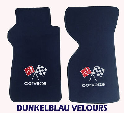 Fußmatten Velours dunkelblau für Chevrolet Corvette C3 Automatik Stick Corvette