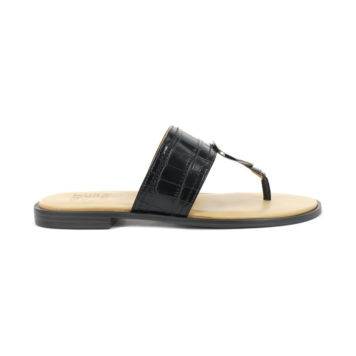 靴  SLIPPER / LEATHER THONG SANDAL Naturalizer Frankie Black/Croccodile Leather Thong Sandals | eBay