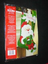 Bucilla Craft Kit - Christmas "SANTA  WREATH" STOCKING - JA85100 Felt - SEALED