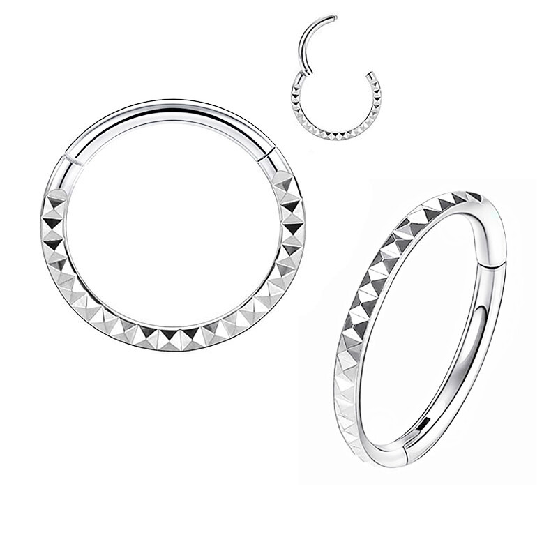 G23 Titanium Nose Ring Embossing Process Hinge Clicker Hoop Ear Body  Piercing