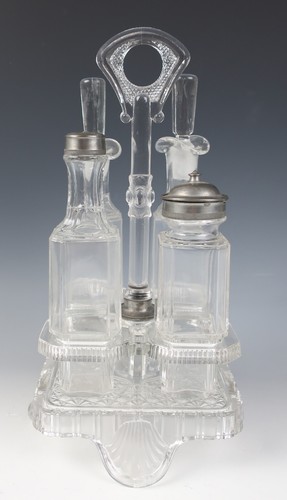 Victorian EAPG Castor Set Antique All Glass Cruet Stand Bottles Early American - Picture 11 of 11
