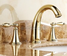 Luxury Gold Color Brass Bathroom Vanity Sink 3-Hole 2 Handles Widespread Faucet