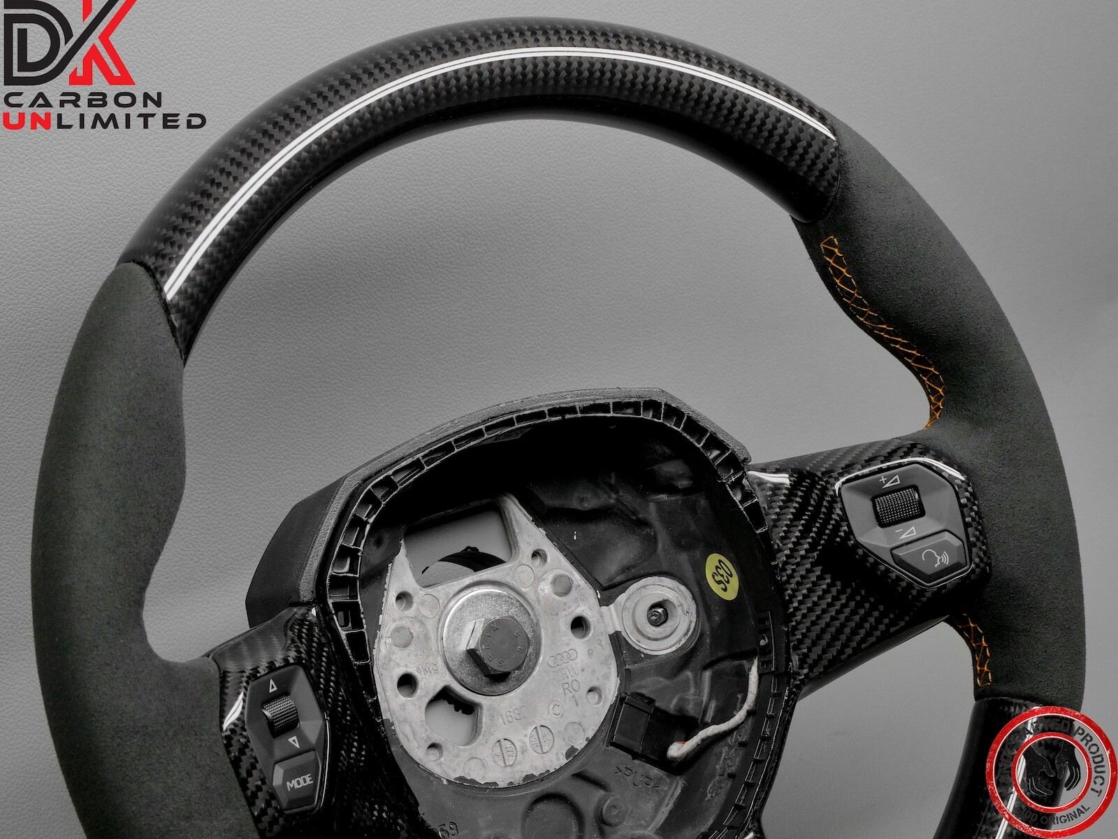 Lamborghini LP700 Aventador SVJ Alcantara Orange Stitch Carbon Steering Wheel v4