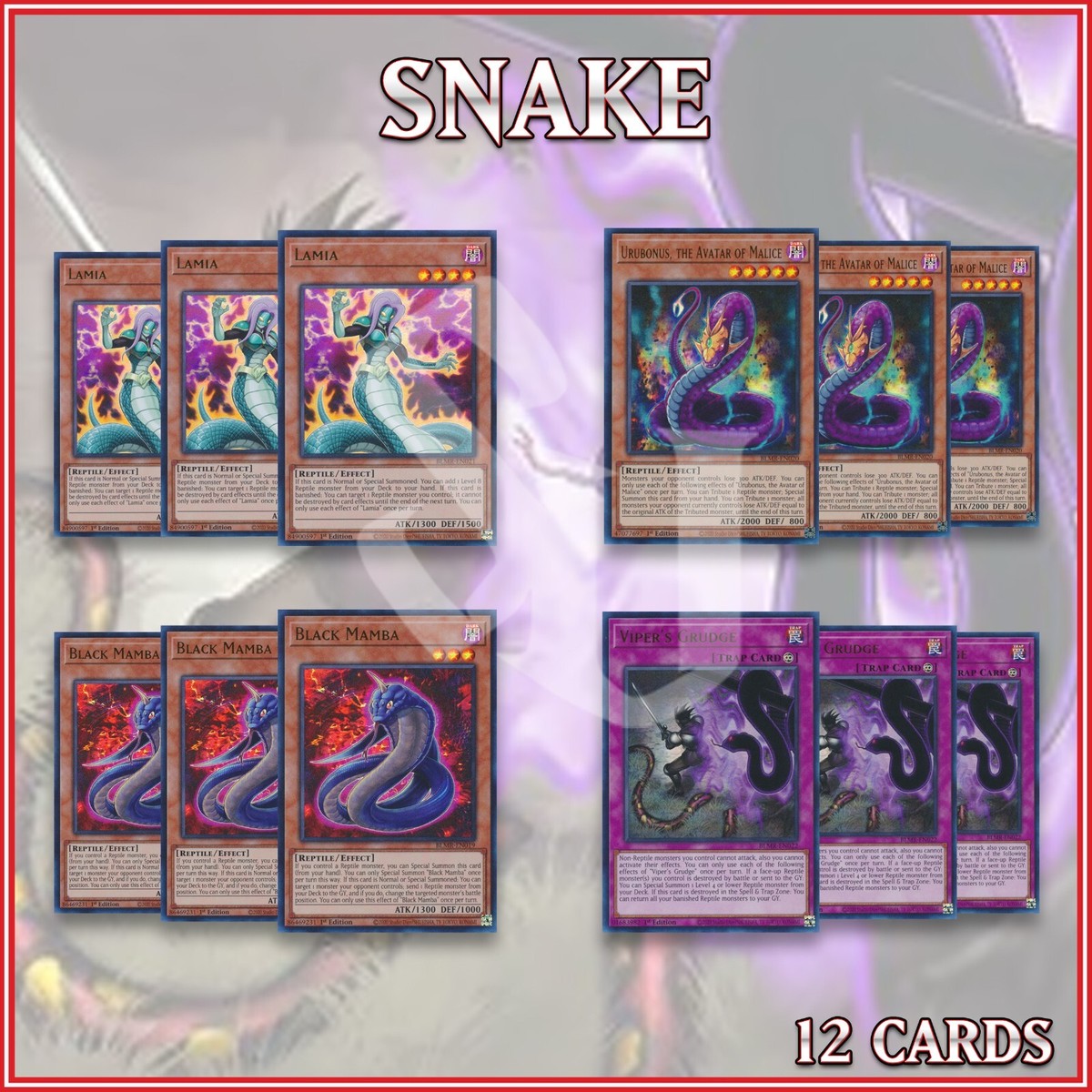 SNAKE DECK 12 | Lamia Urubonus Black Mamba Viper's Grudge Ultra Rare YuGiOh