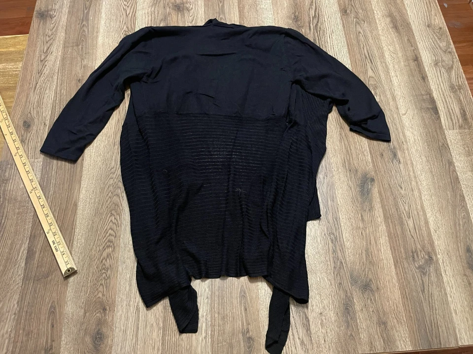 Suéter Kenar, Para Mujer Talla Grande, Negro, Cárdigan Abierto, Manga Larga Foto 2 de 4