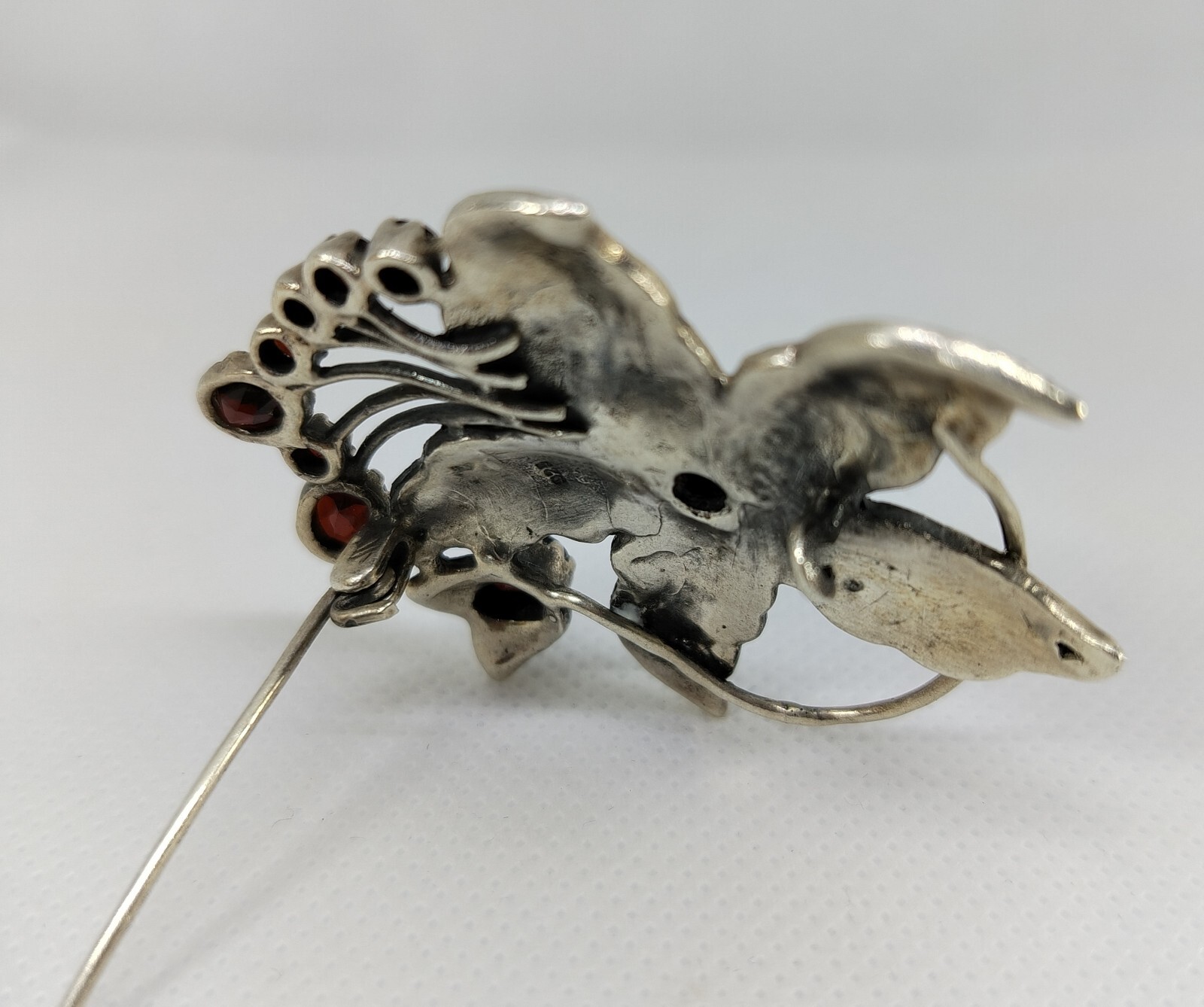 Rare Brooch VINTAGE Ruby Sterling 925 Marcasite B… - image 11