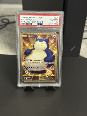 Snorlax Secret Rare Gold Chilling Reign 224/198 PSA 10 Pokemon