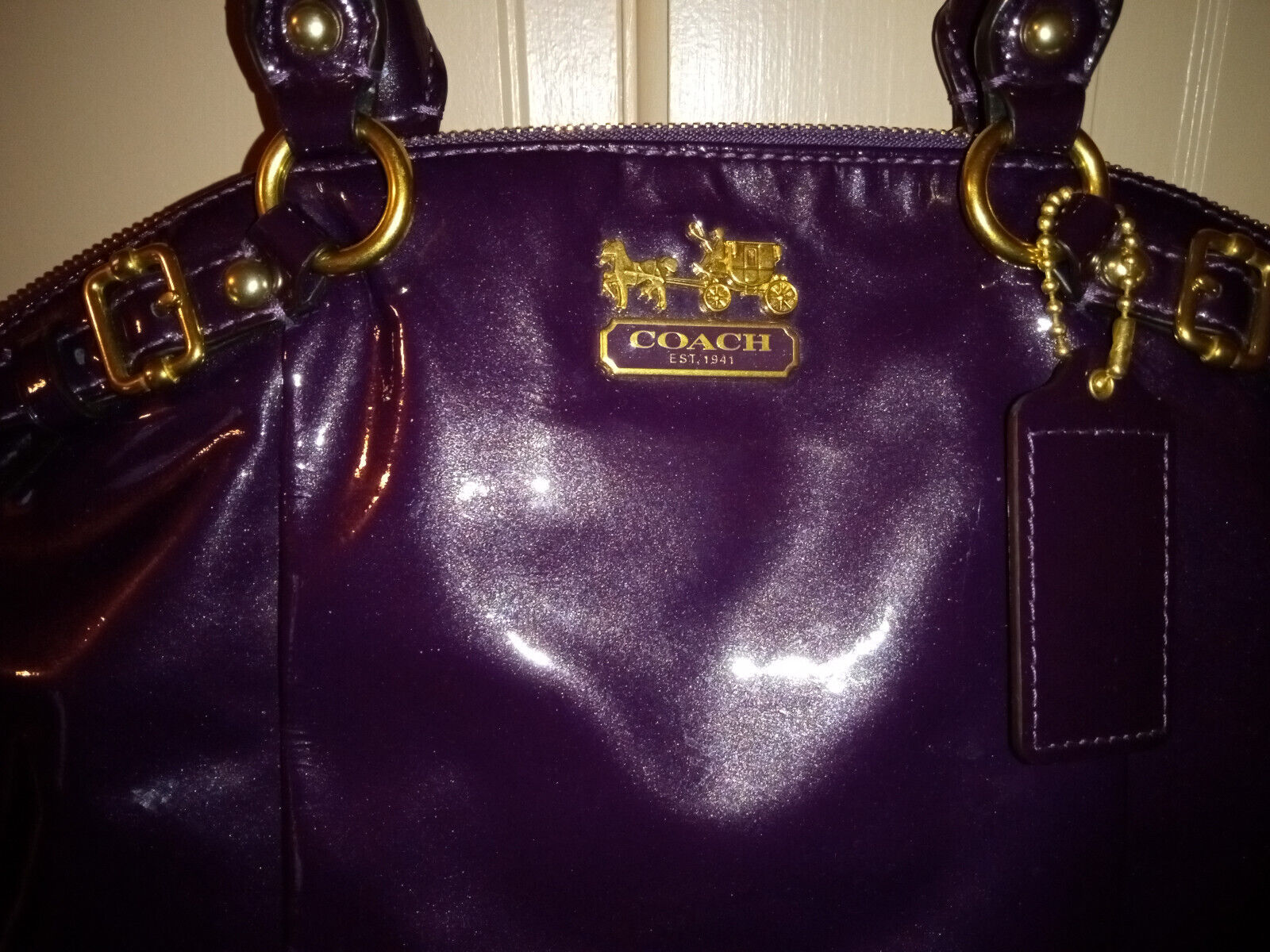 COACH Madison Lindsey patent leather large purple… - image 3