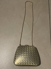 60’s 70’s Vintage Saks Fifth Avenue Gold Mini Hard Case Purse Made In Italy.