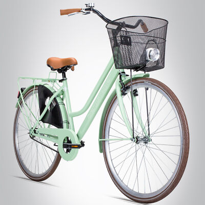 (B-WARE) 28 Zoll Damenfahrrad Bergsteiger Amsterdam Citybike Korb Licht Damenrad