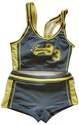 Naturana Mädchen Bademode Bikini Tank Top anthrazit-gelb Print 33 Gr. 140