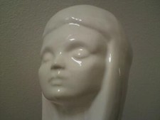 Vintage British David Sharp Rye Studio Pottery White Glazed Female Bust Figure