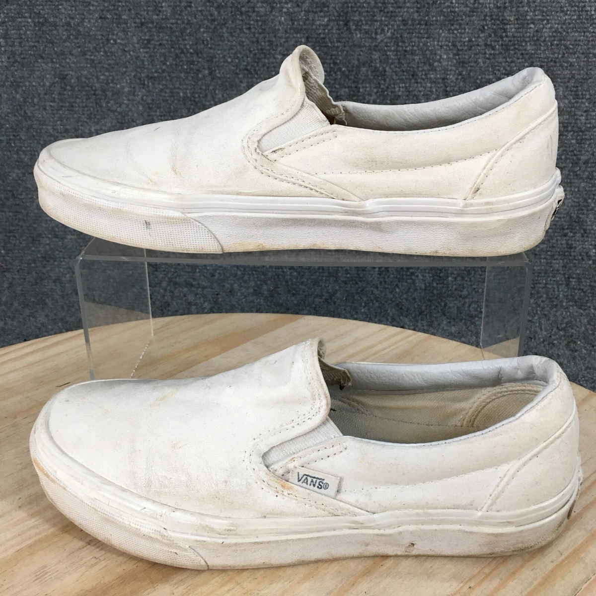 Vans Shoes Mens 6.5 Womens 8 Plain Slip On Flat Low Sneakers White Round Toe