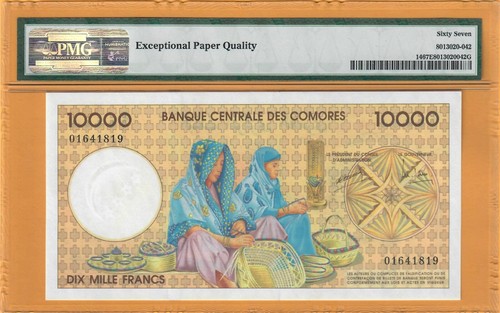 COMOROS-10000 FRANCS-1997-PICK 14 **PMG 67 EPQ SUPERB GEM UNC** - Picture 3 of 3