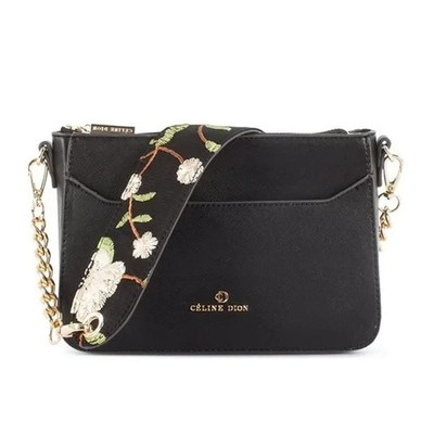 Celine Dion Grazioso Faux Leather Crossbody Bag - Black
