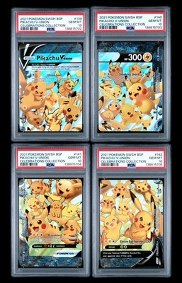 Pikachu V-Union Celebrations Sequential Set PSA 10