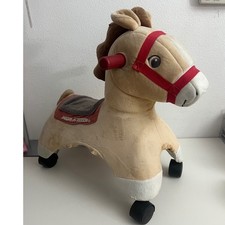 Radio Flyer Plush Rolling Ride On Horse Tan Brown Toddler Toy with Caster Wheels