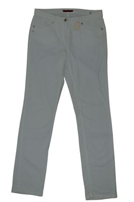 Luisa Cerano Damen Jeans Hose 42 weiß uni gerade Regular Light Denim Stretch