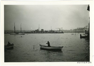 Orig. Foto englische Kreuzer Schiff ''Neptune'' im Hafen KIEL Olympia 1936