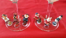 Set of 6--2005 Christmas Jo!e Jingle Rock Wine Charms Springy Suction Cup 