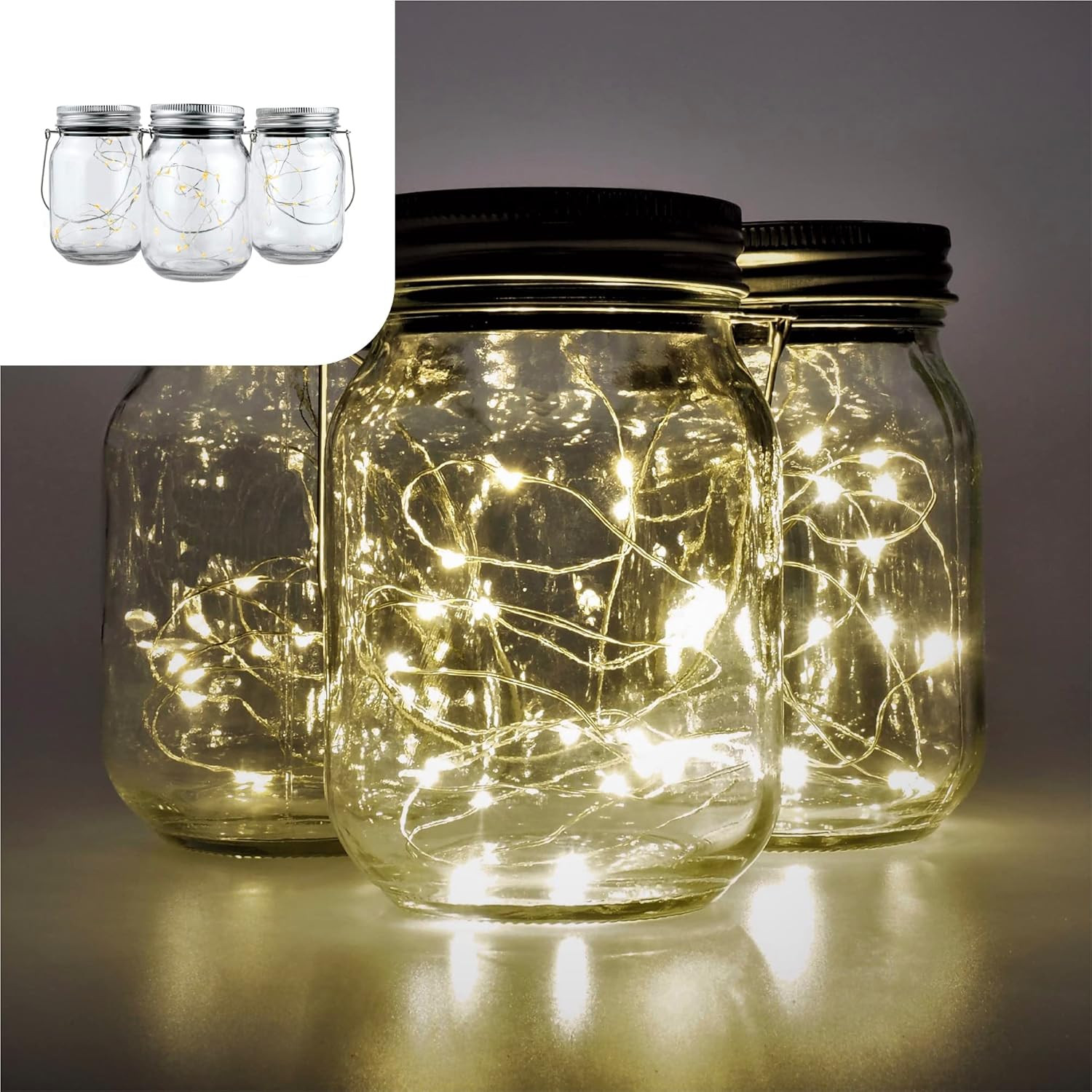 Set 3 Lanterne Solari Creative | Barattoli Vetro LED DIY Esterno
