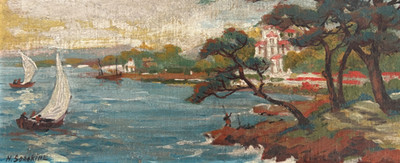 Antikes Original Gemälde Meerblick, Meer, Meer, Natur Nicolas SOROKINE XIX-XX