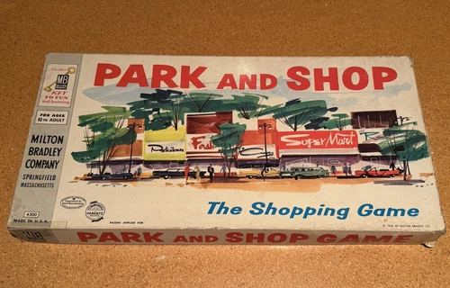 Vintage 1960 Park & Shop Board Game by Milton Bradley Not Complete