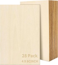 28 PCS Basswood Sheets - 4 x 6 x 1/16 Inch Thin Unfinished Craft Wood Pieces for