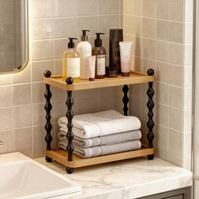 2-Tier Bathroom Counter Organizer, Wood Shelf for Vanity