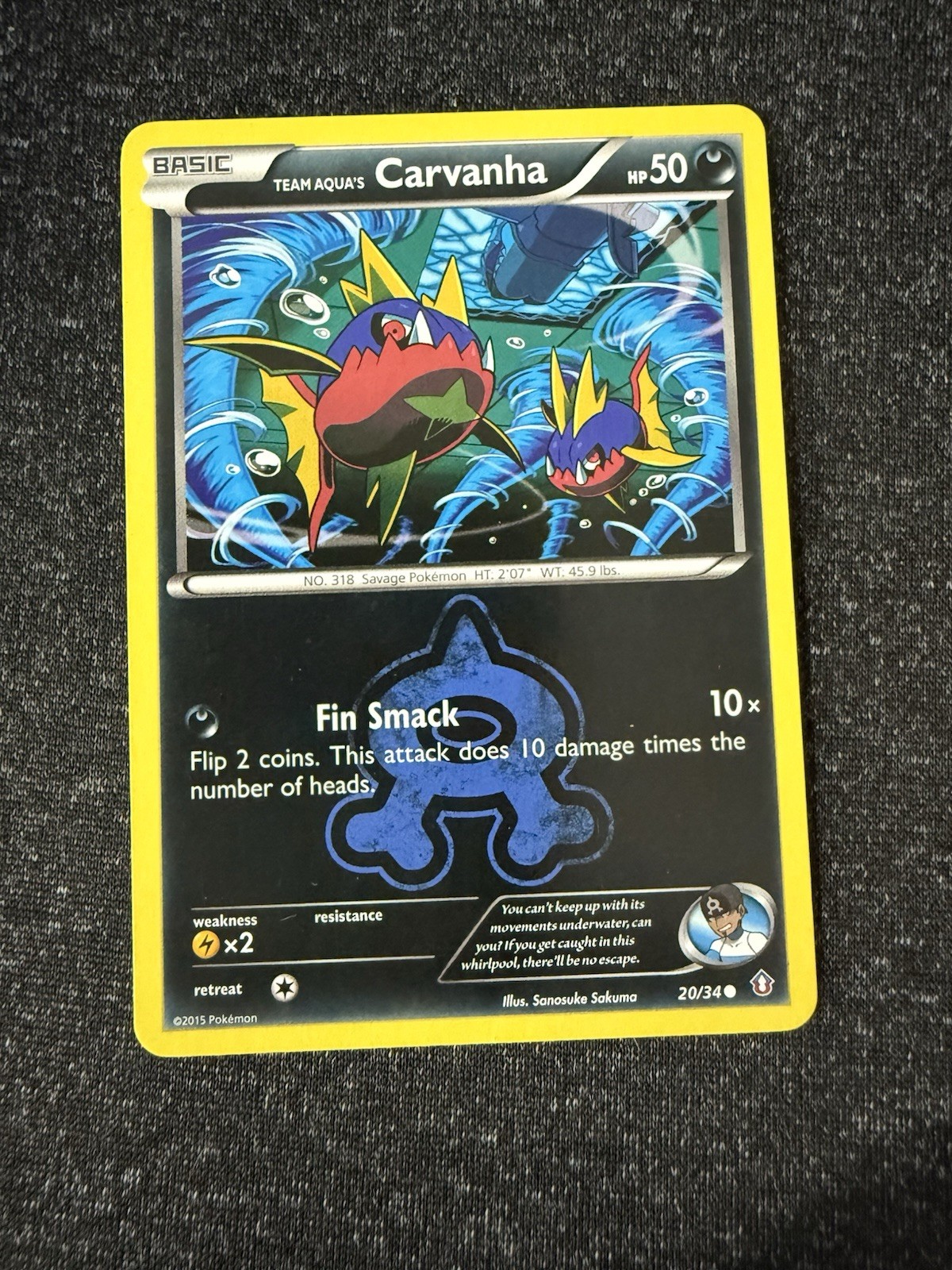 Team Aqua's Carvanha 20/34- Double Crisis- Regular Common- LP