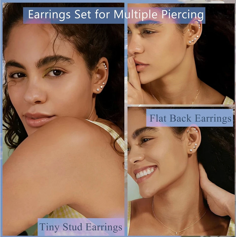 THUNARAZ 16 pares de pequeños aretes de cartílago para mujer y hombre planos de acero quirúrgico Foto 2 de 4