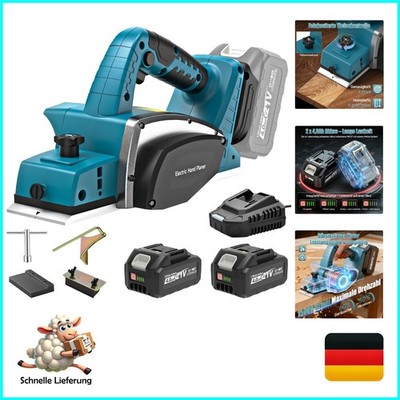 Akku Hobel 18V Yofuly Elektrohobel 15000 U/min, Hobelbreite 82mm, 2x4.0Ah Akk...