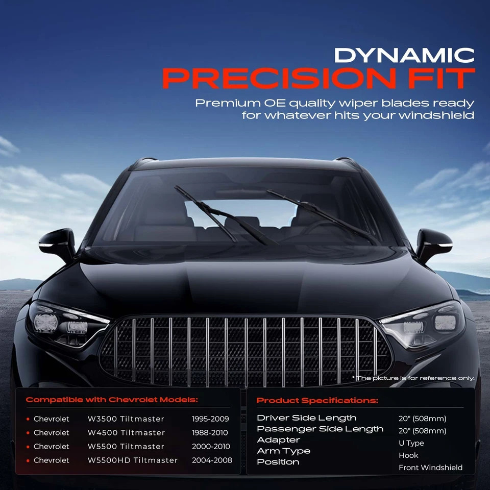 2x Limpiaparabrisas delantero de 20" y 20" para Chevrolet W3500 W4500 Tiltmaster Foto 2 de 4