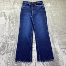 PILCRO High Rise Wide Leg Crop Raw Hem Dark Wash Jeans Womens Size 28 Fits 25"