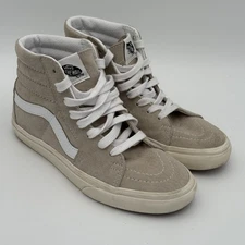 Vans Unisex Size 4.5M 6W SK8-Hi Oatmeal Beige Pig Suede Sneakers Shoes EUC