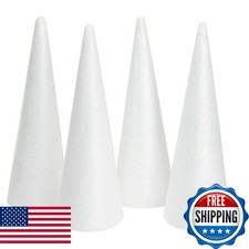 Juvale Foam Cone Pack 4-Pack, 4.5 x 13.5 in, White