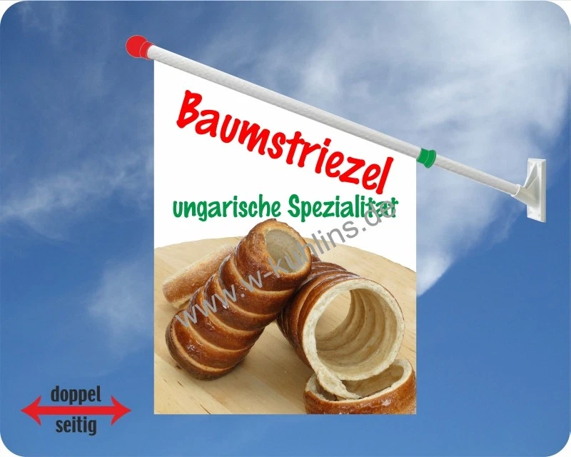 Flagge, Baumstriezel, Backwaren,Kirmes,Fahne,Jahrmarkt,ungarische Spezialitäten - Bild 1 von 1