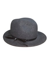 Scala 100 Wool Felt Hat Gray O/S Bowler Derby Classic Wide Brim