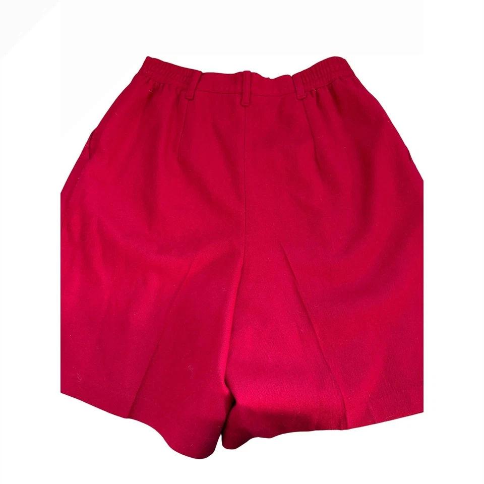 Pantalones Cortos de Lana Sag Harbor Plisados Cintura Alta Rojo Pantalones Cortos de Carrera Talla 12 Foto 3 de 4
