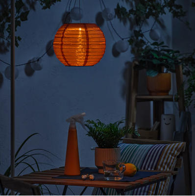 IKEA SOLVINDEN Pendant Lamp, Solar Powered Orange, 22 cm Brand NEW