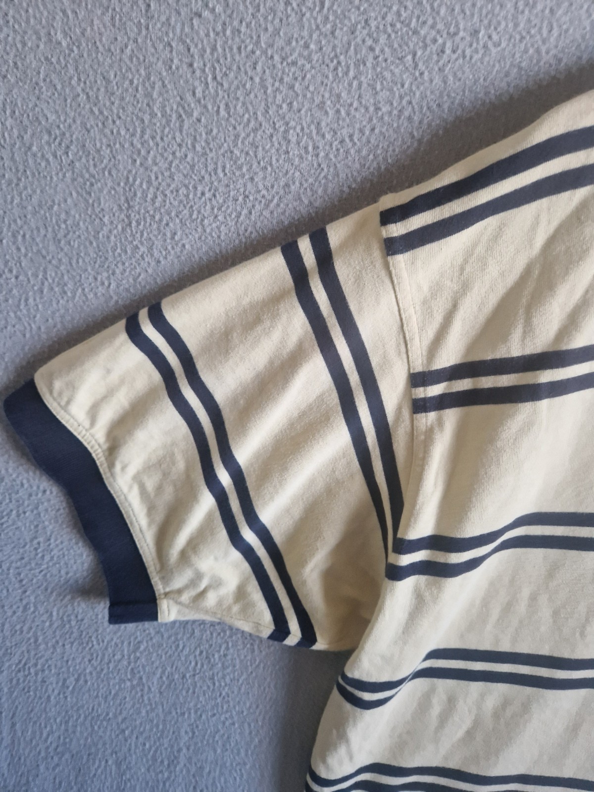 Cutter & Buck Golf Polo Shirt Mens Large Yellow Blue Stripes Cotton