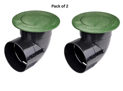 NDS Pop-Up Drainage Emitter with Elbow for 4 in. Drain Pipes, Green (2-Pack)