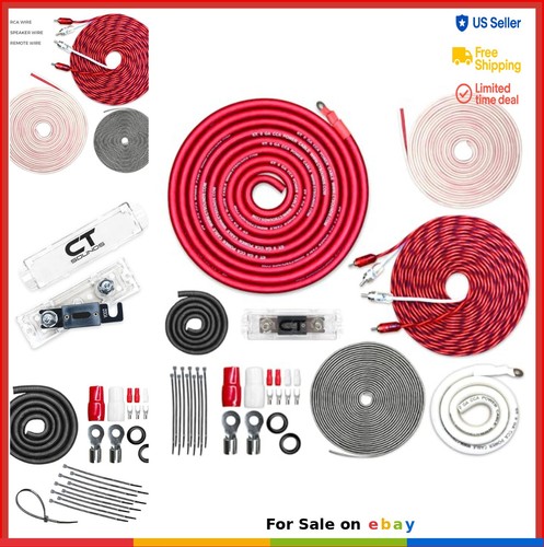 1/0 Gauge CCA Amplifier Wiring Kit 2500 Watts 17 FT Power Ground RCA ANL Fuse