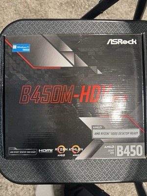 ASRock B450M-HDV R4.0 AM4 MicroATX DDR4 Motherboard w/ I/O Shield Box