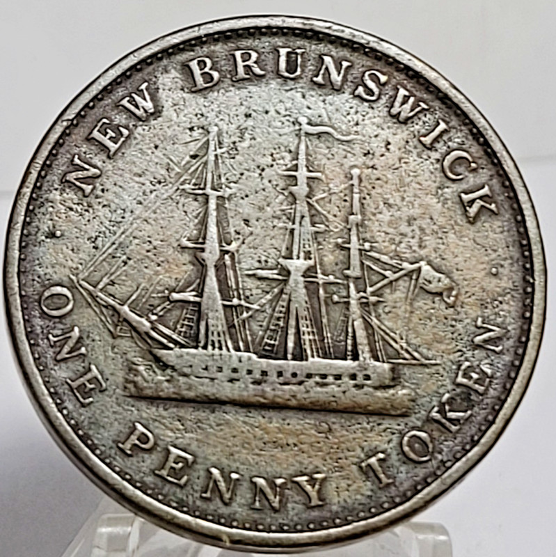1843 New Brunswick  1c One Copper Penny Token Queen Victoria